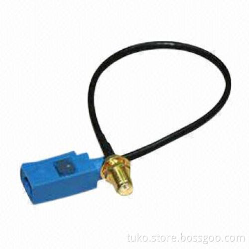 Blue Fakra coaxial cable, RG174, 0.5m